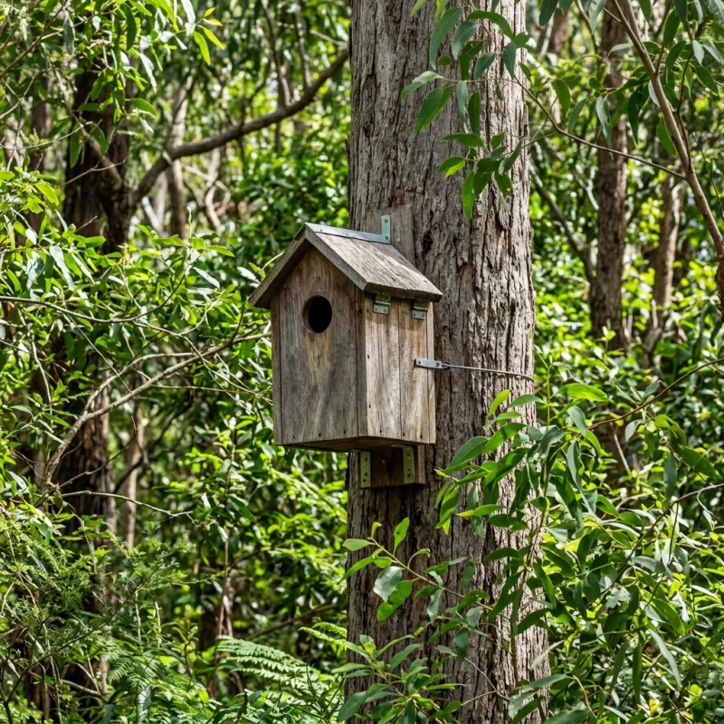 Animal nesting box installed as a humane alternative to a Connewarre roof cavity
