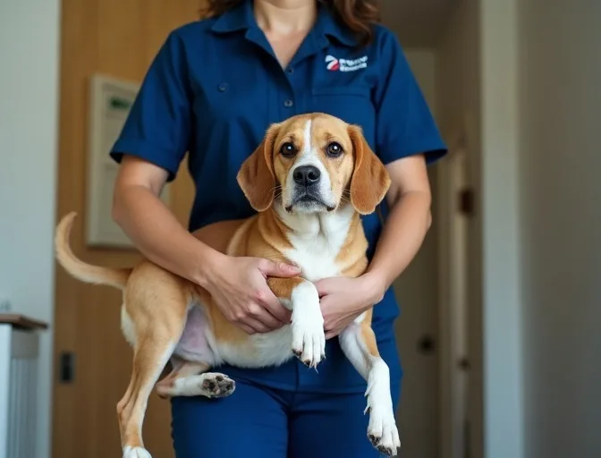 Technician respectfully transporting a deceased dog in Connewarre